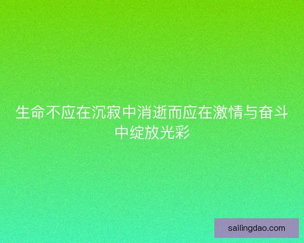 生命不应在沉寂中消逝而应在激情与奋斗中绽放光彩